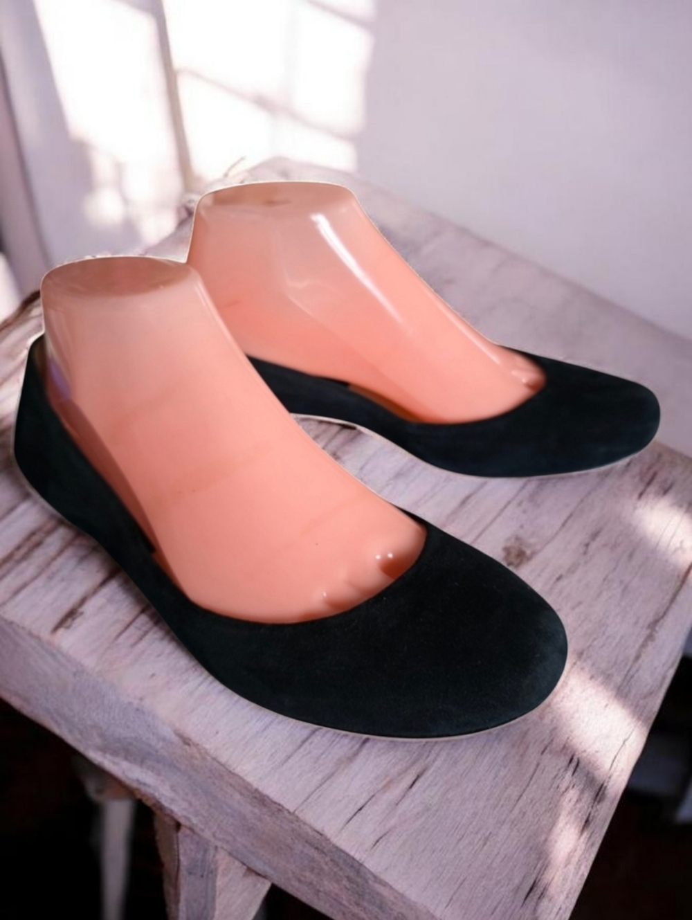 MICHAEL KORS (8.5 - 9) Black Suede Ballet Flats Silver Tone Detail